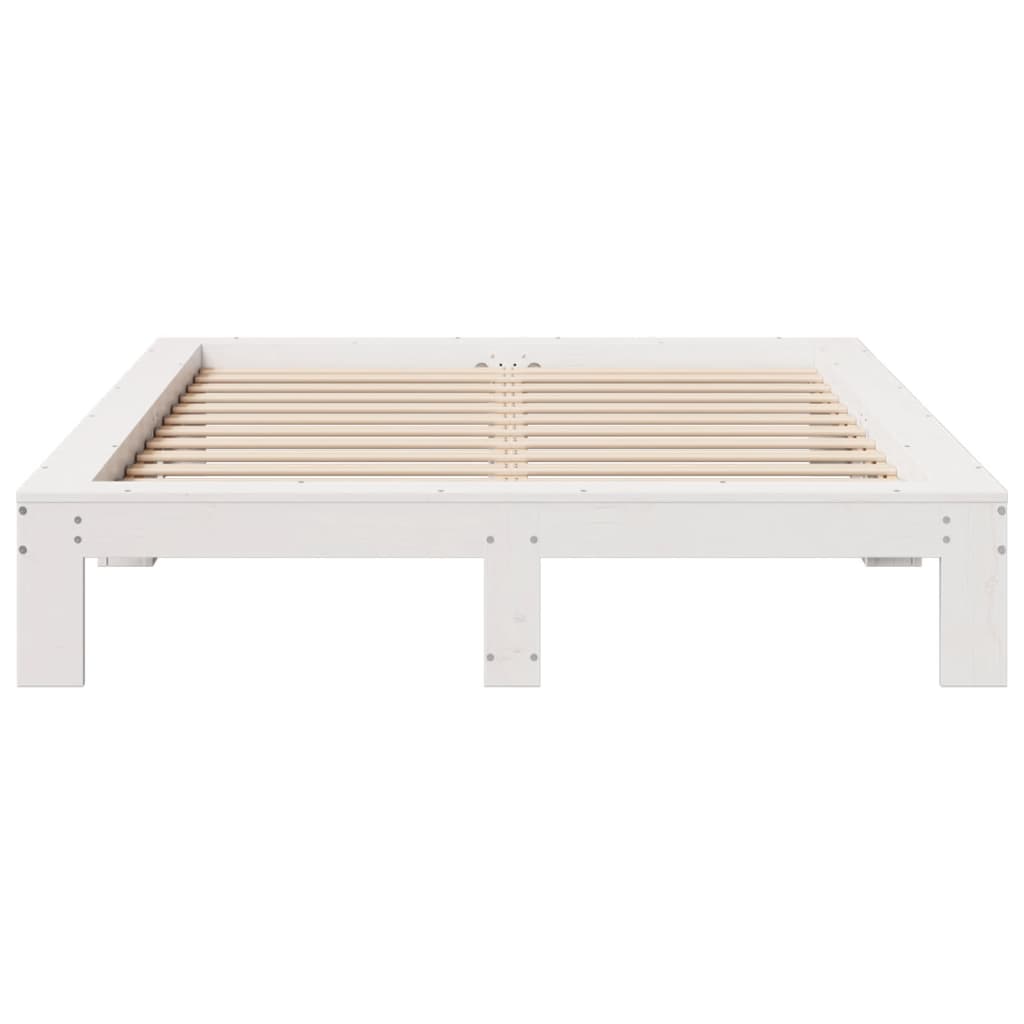 Letto Senza Materasso Bianco 140x200 Cm Legno Massello Di Pino - Image 4
