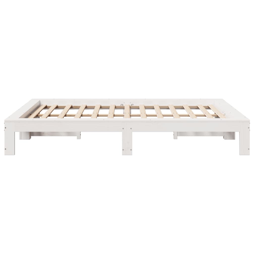 Letto Senza Materasso Bianco 140x200 Cm Legno Massello Di Pino - Image 5