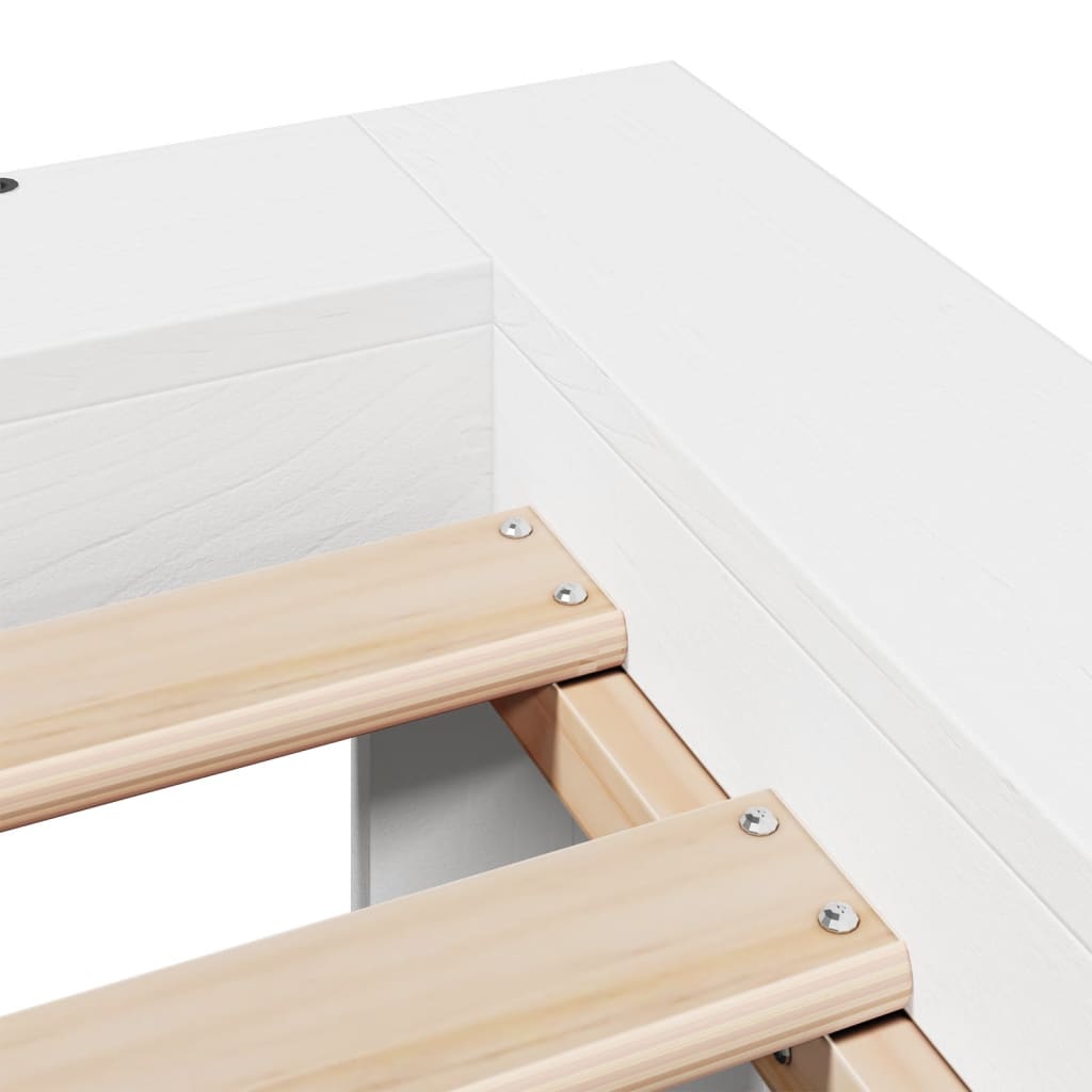 Letto Senza Materasso Bianco 140x200 Cm Legno Massello Di Pino - Image 6