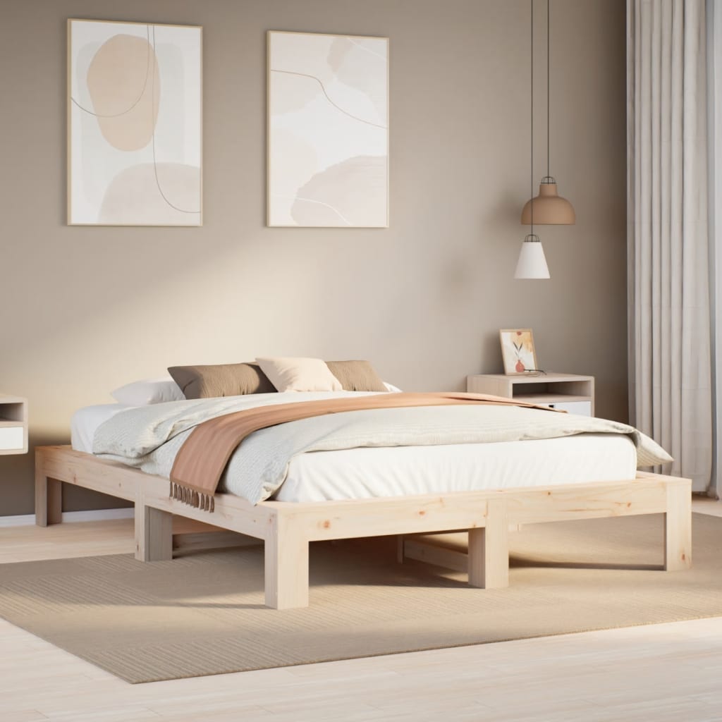 Letto Senza Materasso 140x190 Cm In Legno Massello Di Pino