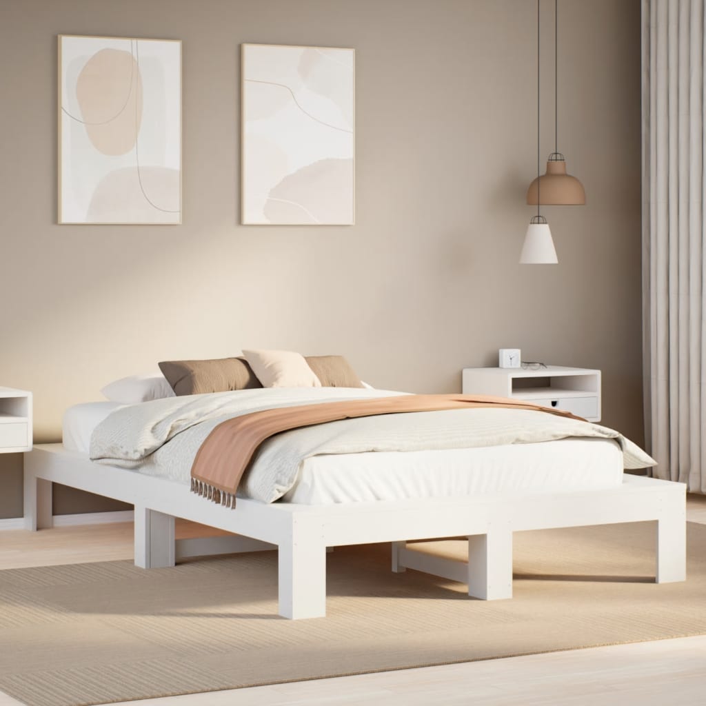 Letto Senza Materasso Bianco 120x190 Cm Legno Massello Di Pino