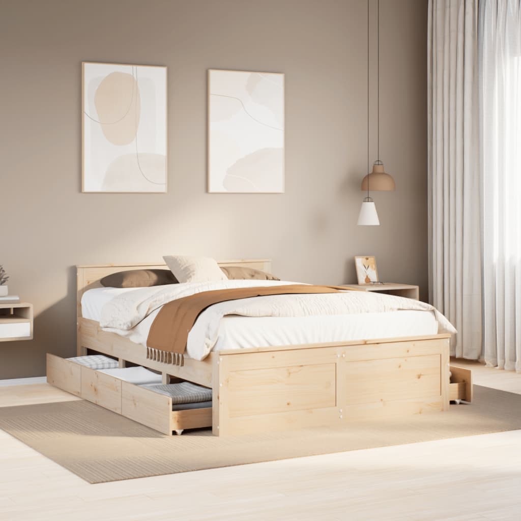 Letto Senza Materasso Con Testiera 160x200 Cm In Legno Di Pino