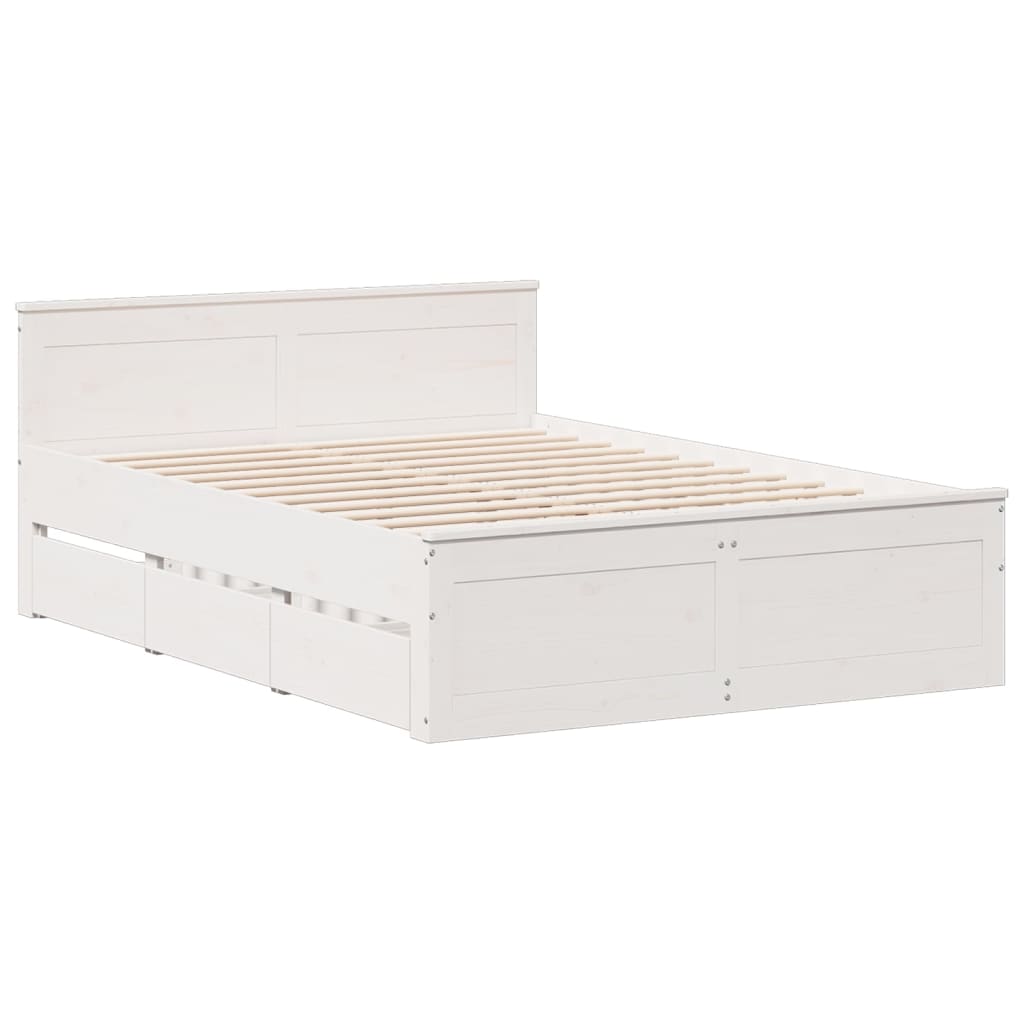 Giroletto Senza Materasso Con Testata Bianco 150x200 Cm Pino - Image 3