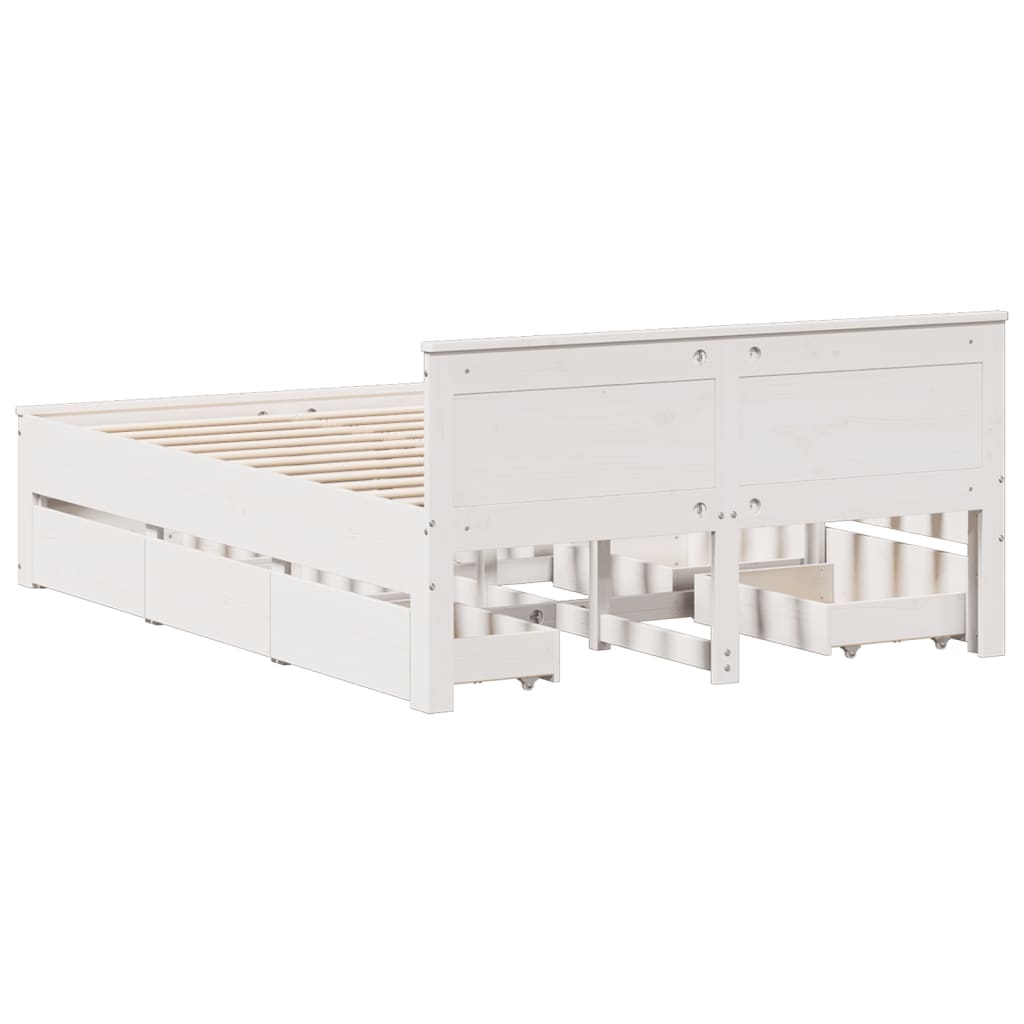 Giroletto Senza Materasso Con Testata Bianco 150x200 Cm Pino - Image 6