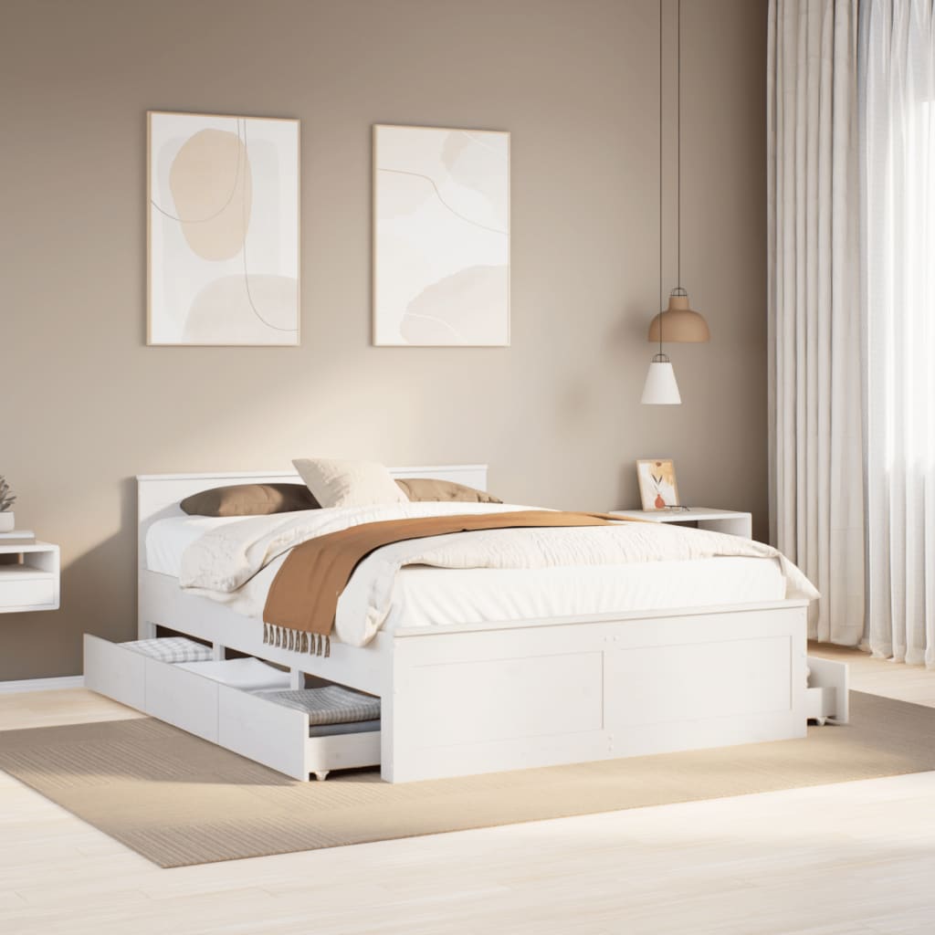 Giroletto Senza Materasso Con Testata Bianco 140x200 Cm Pino