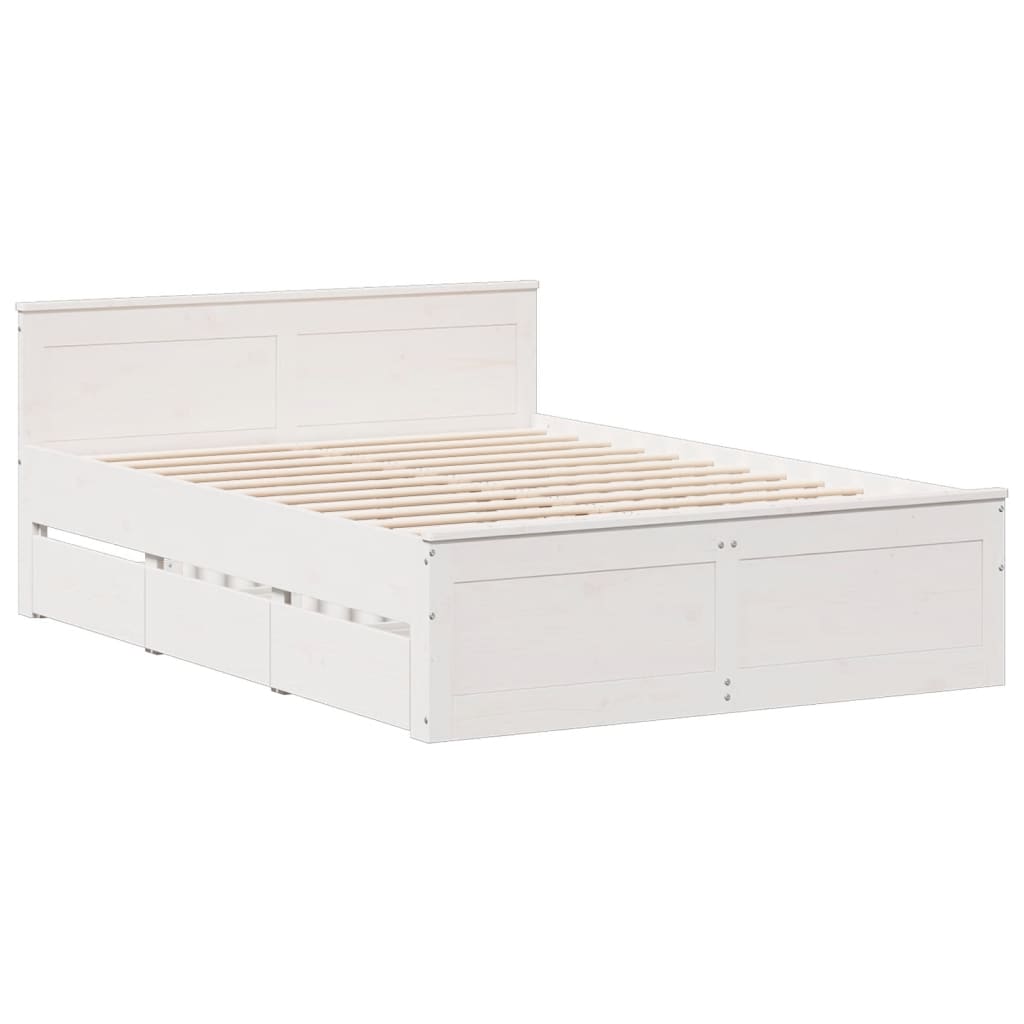 Giroletto Senza Materasso Con Testata Bianco 140x200 Cm Pino - Image 3