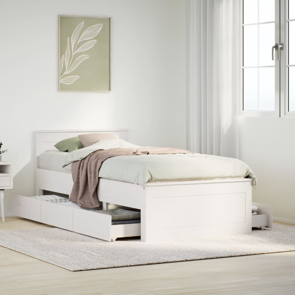 Giroletto Senza Materasso Con Testiera Bianco 75x190 Cm Pino