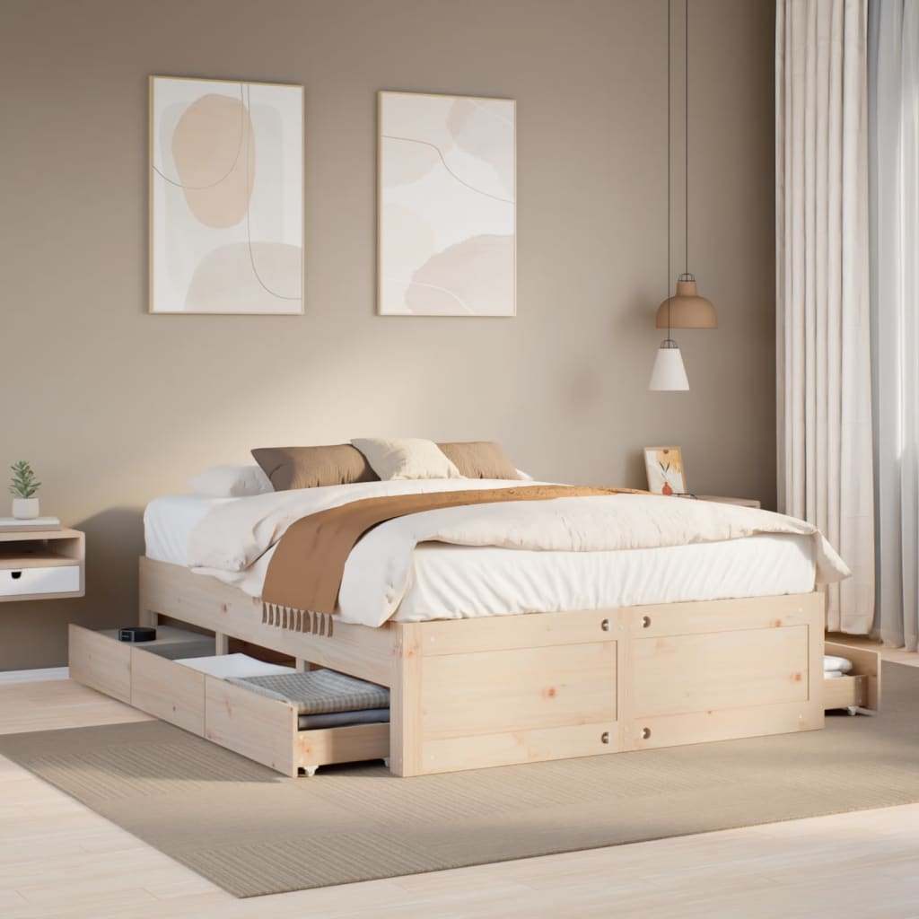 Giroletto Senza Materasso Con Cassetti 160x200 Cm Massello Pino