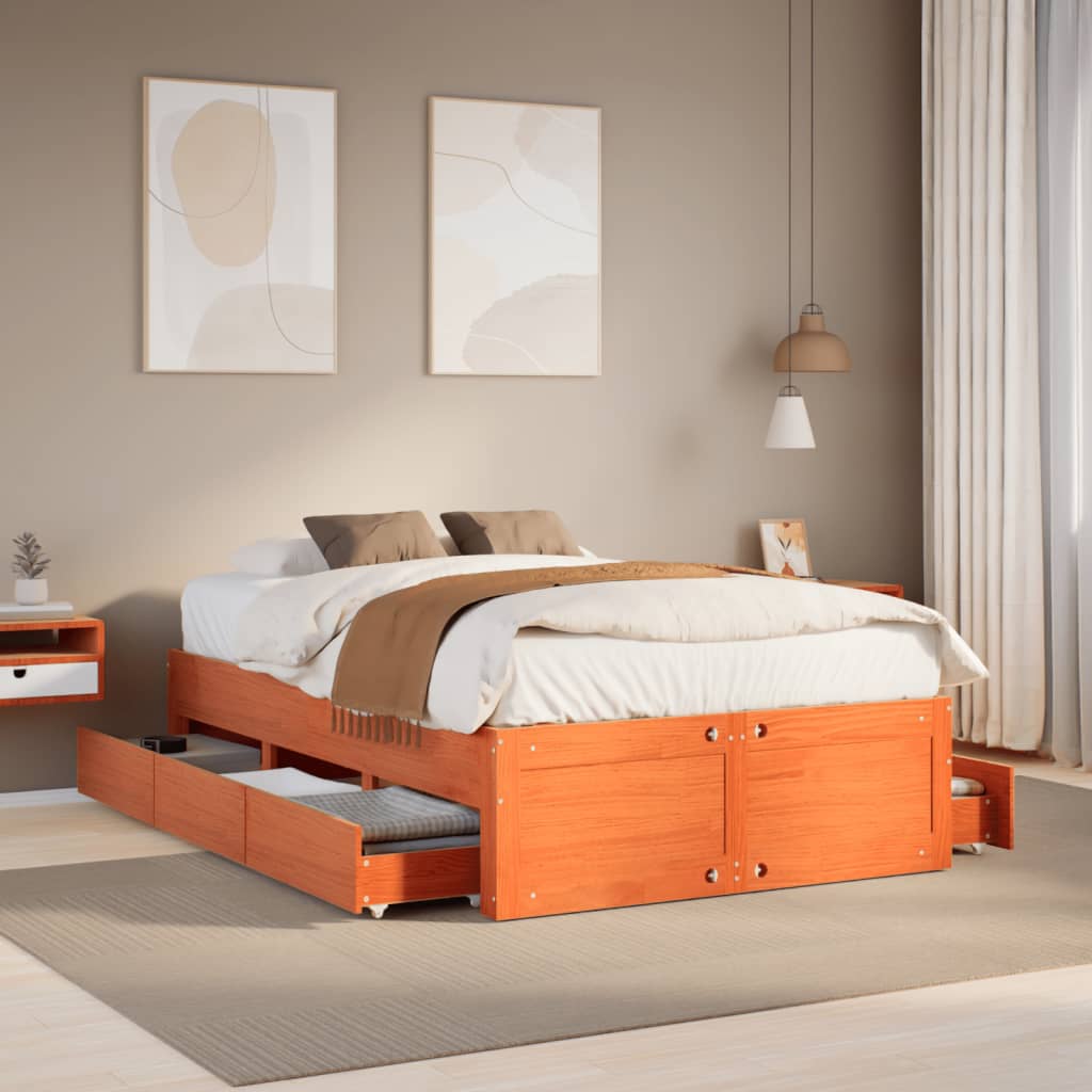 Giroletto Senza Materasso Con Cassetti Marrone Cera 120x200pino