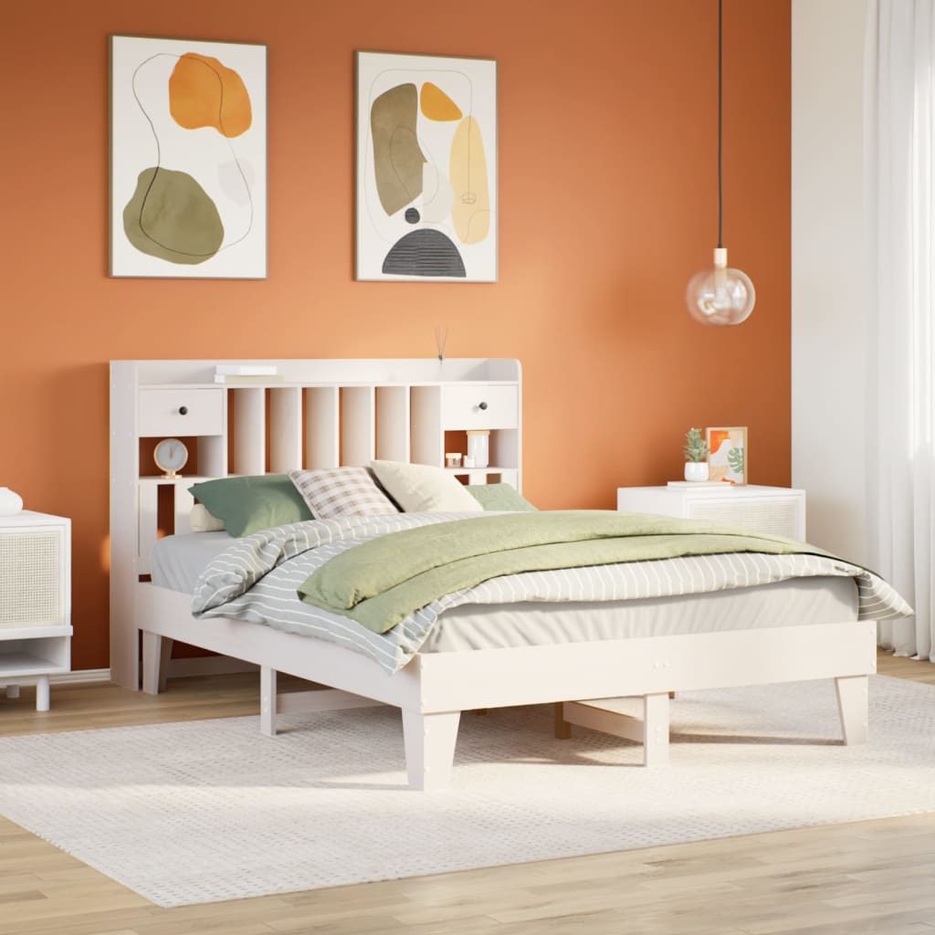 Letto Senza Materasso Bianco 150x200 Cm Legno Massello Di Pino
