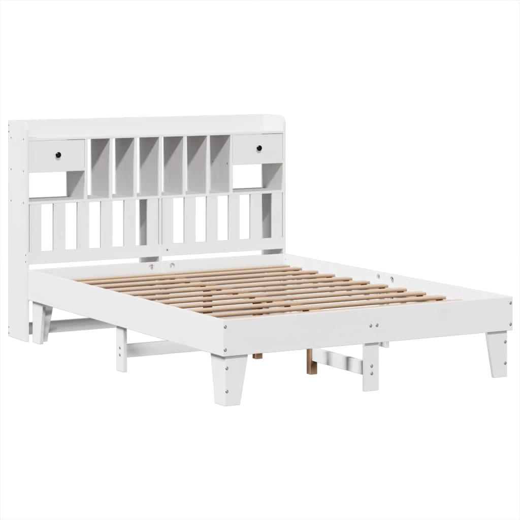 Letto Senza Materasso Bianco 150x200 Cm Legno Massello Di Pino - Image 3