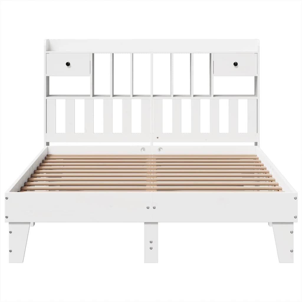Letto Senza Materasso Bianco 150x200 Cm Legno Massello Di Pino - Image 4