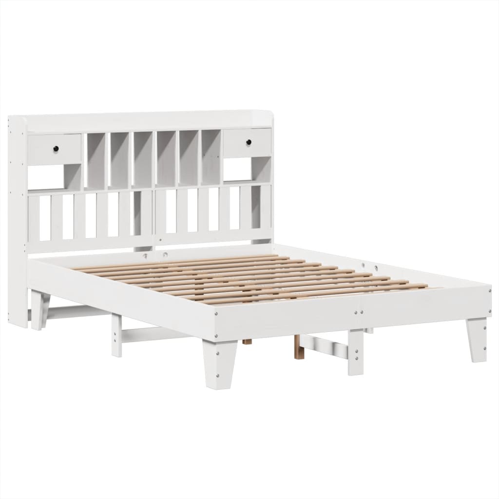 Letto Senza Materasso Bianco 140x190 Cm Legno Massello Di Pino - Image 3