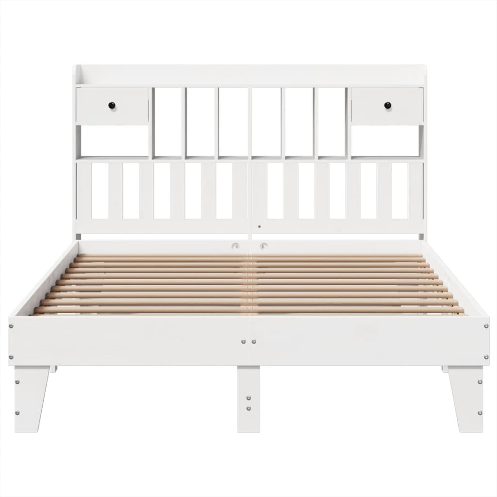 Letto Senza Materasso Bianco 140x190 Cm Legno Massello Di Pino - Image 4
