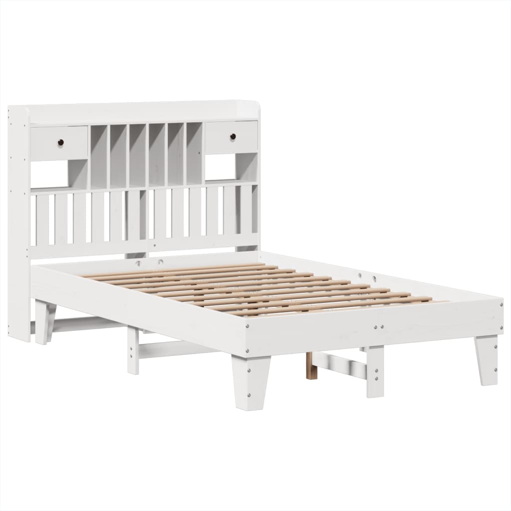 Letto Senza Materasso Bianco 135x190 Cm Legno Massello Di Pino - Image 3