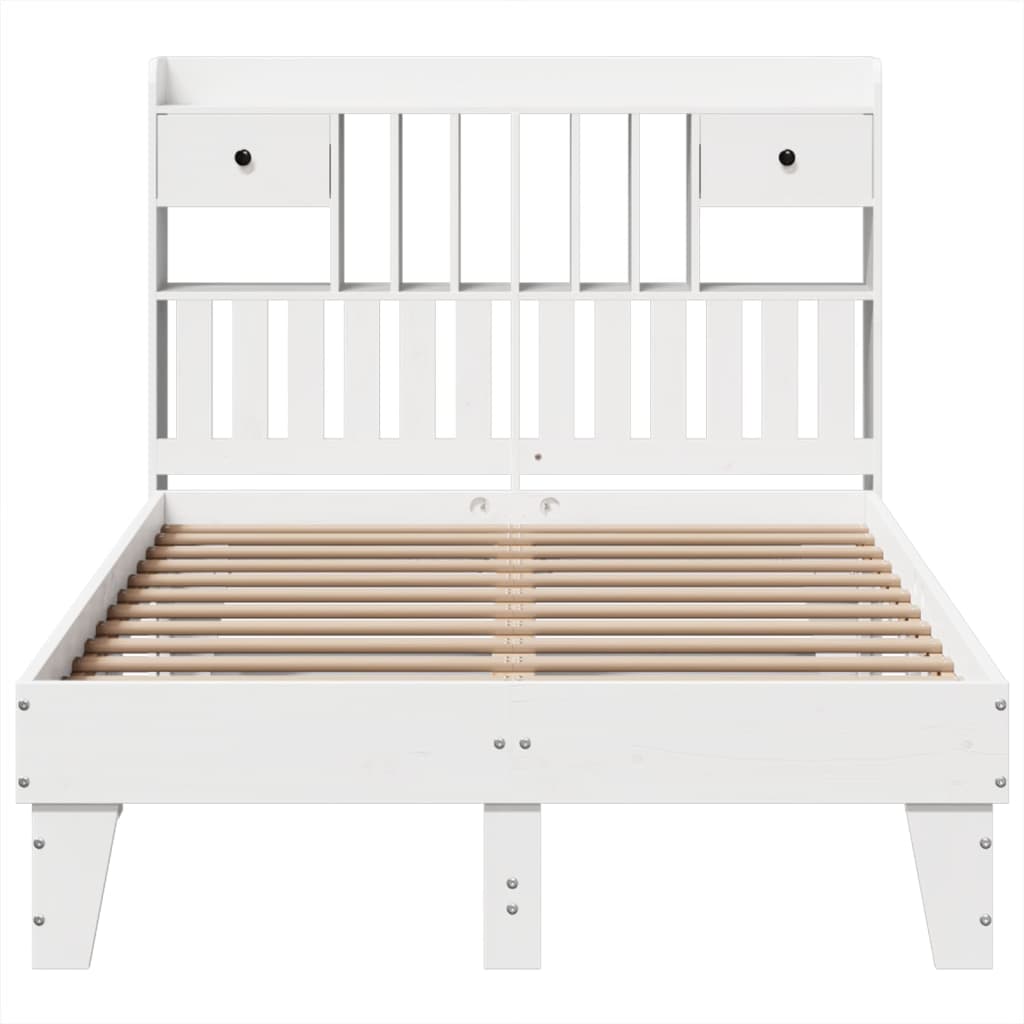 Letto Senza Materasso Bianco 135x190 Cm Legno Massello Di Pino - Image 4