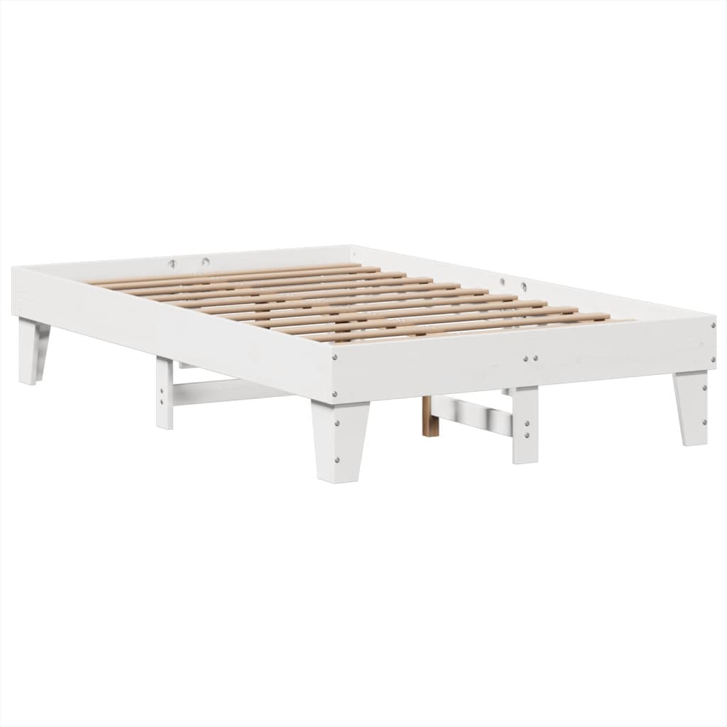 Letto Senza Materasso Bianco 135x190 Cm Legno Massello Di Pino - Image 5