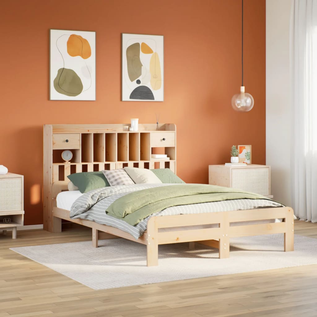 Letto Libreria Senza Materasso 150x200 Cm In Legno Di Pino