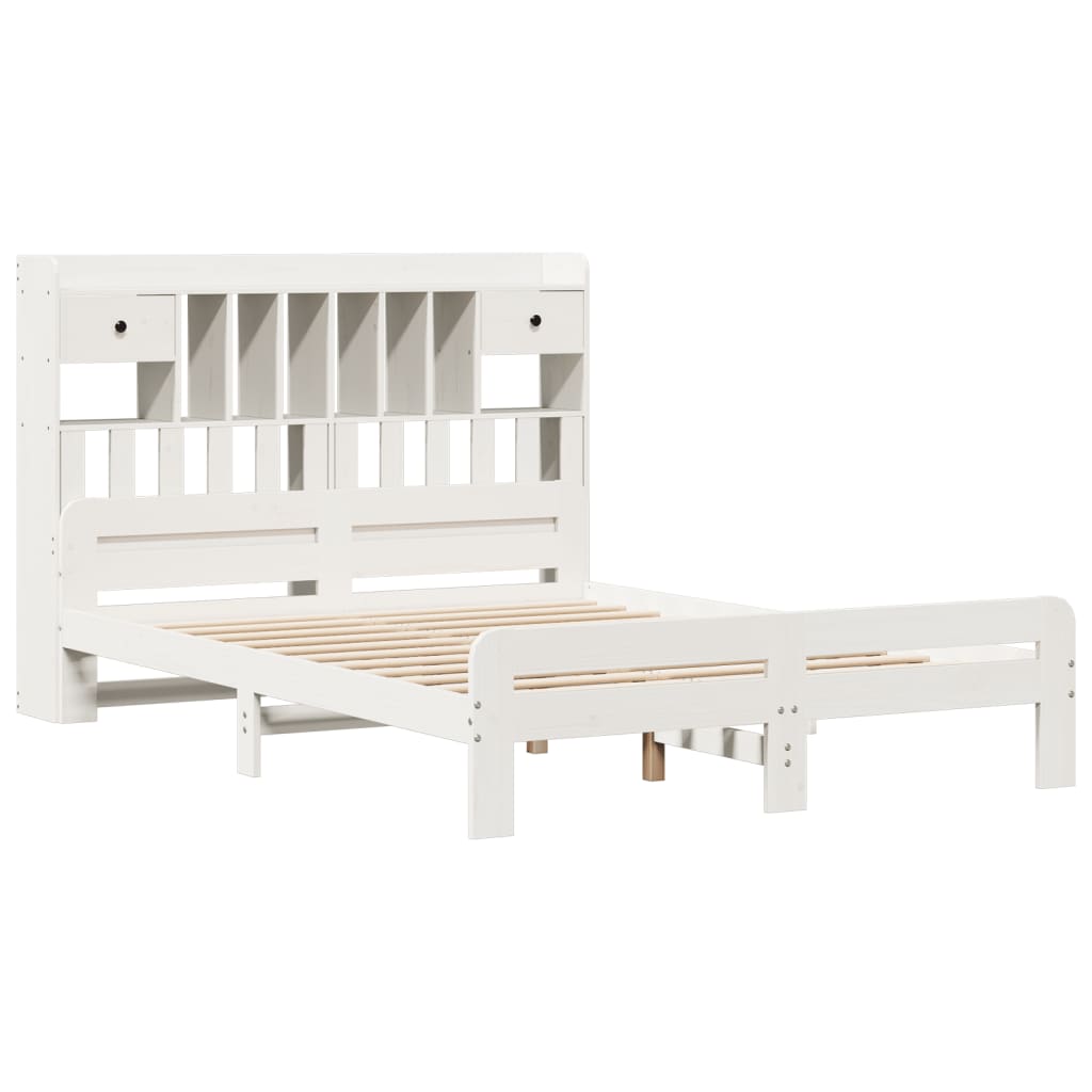Letto Libreria Senza Materasso Bianco 140x200 Cm Legno Di Pino - Image 3