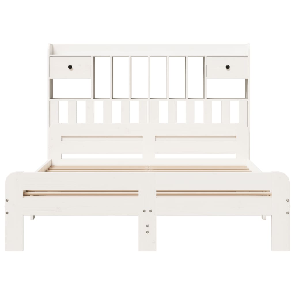 Letto Libreria Senza Materasso Bianco 140x200 Cm Legno Di Pino - Image 4
