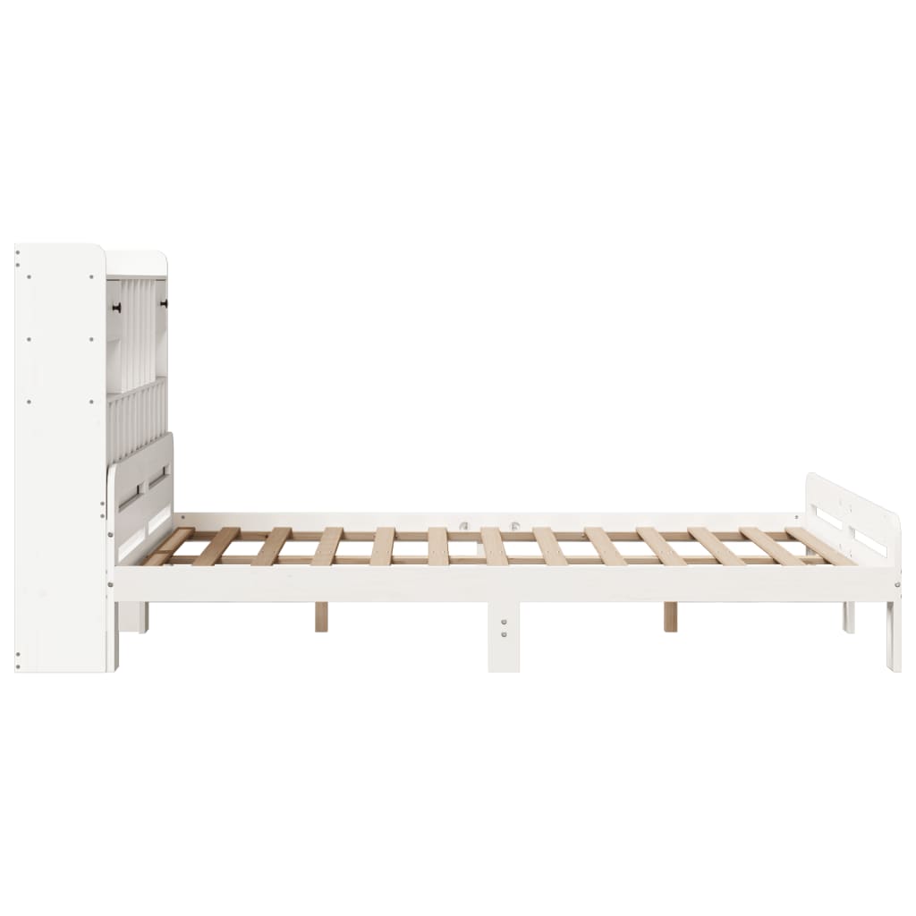 Letto Libreria Senza Materasso Bianco 140x200 Cm Legno Di Pino - Image 5