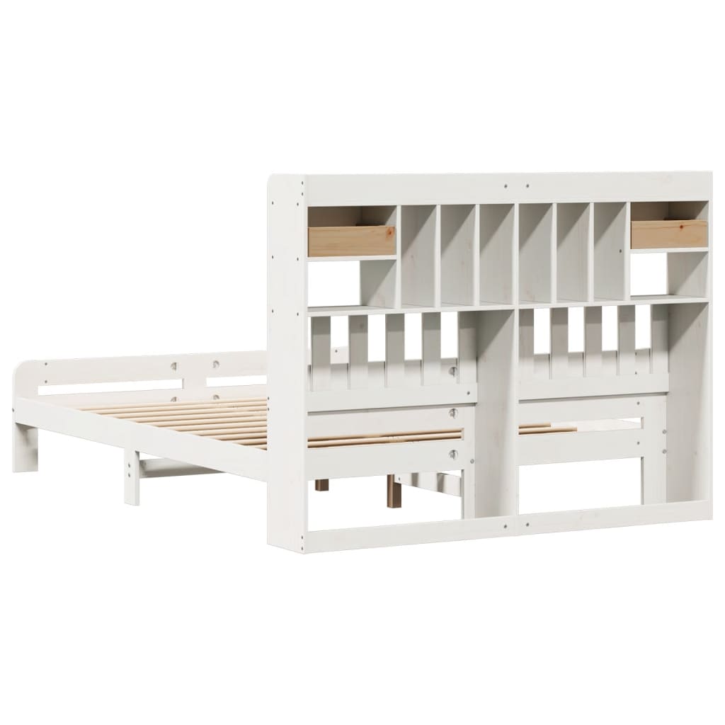 Letto Libreria Senza Materasso Bianco 140x200 Cm Legno Di Pino - Image 6