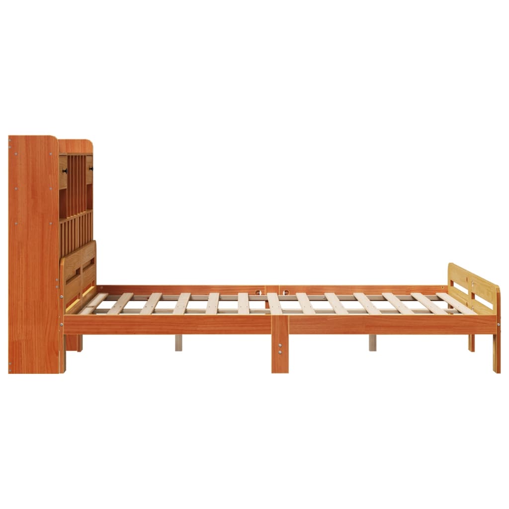 Letto Libreria Senza Materasso Marrone Cera 140x200 Cm In Pino - Image 5