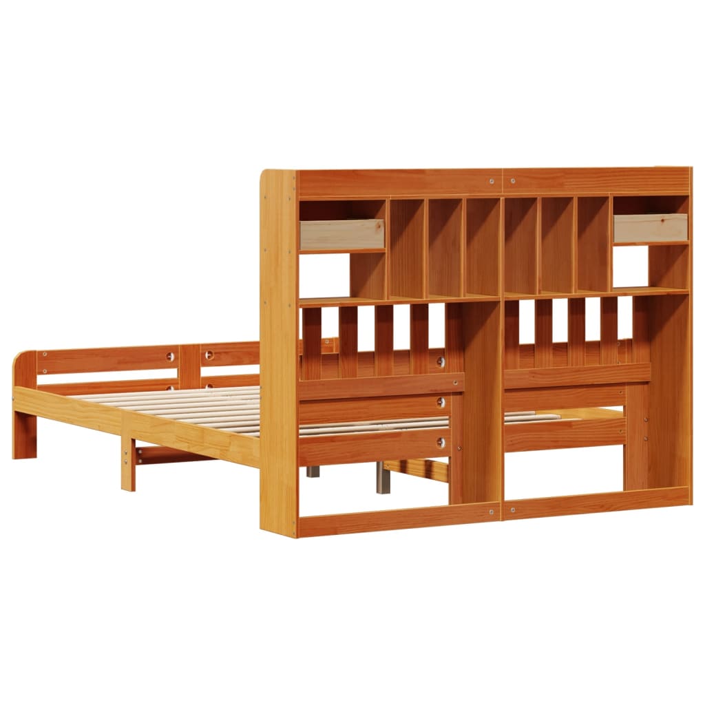 Letto Libreria Senza Materasso Marrone Cera 140x200 Cm In Pino - Image 6