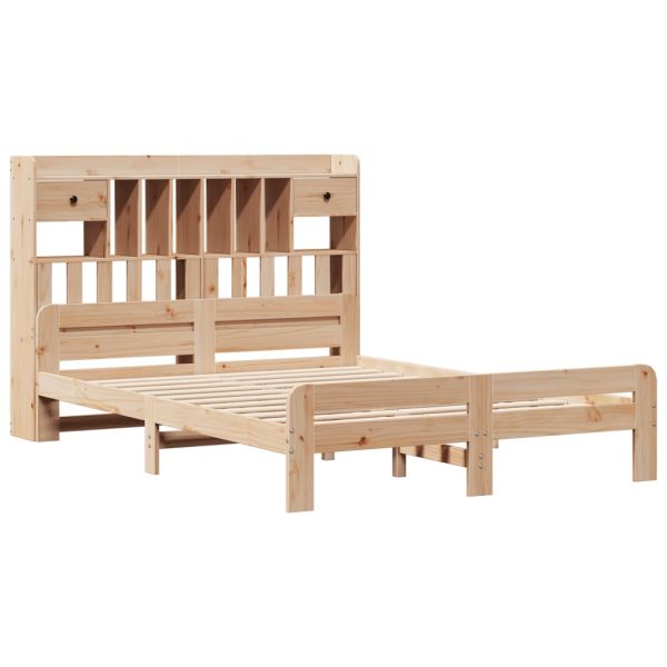 Letto Libreria Senza Materasso 140x190 Cm In Legno Di Pino - Image 3