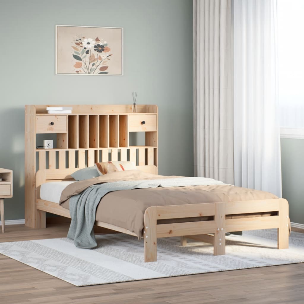 Letto Libreria Senza Materasso 135x190 Cm In Legno Di Pino
