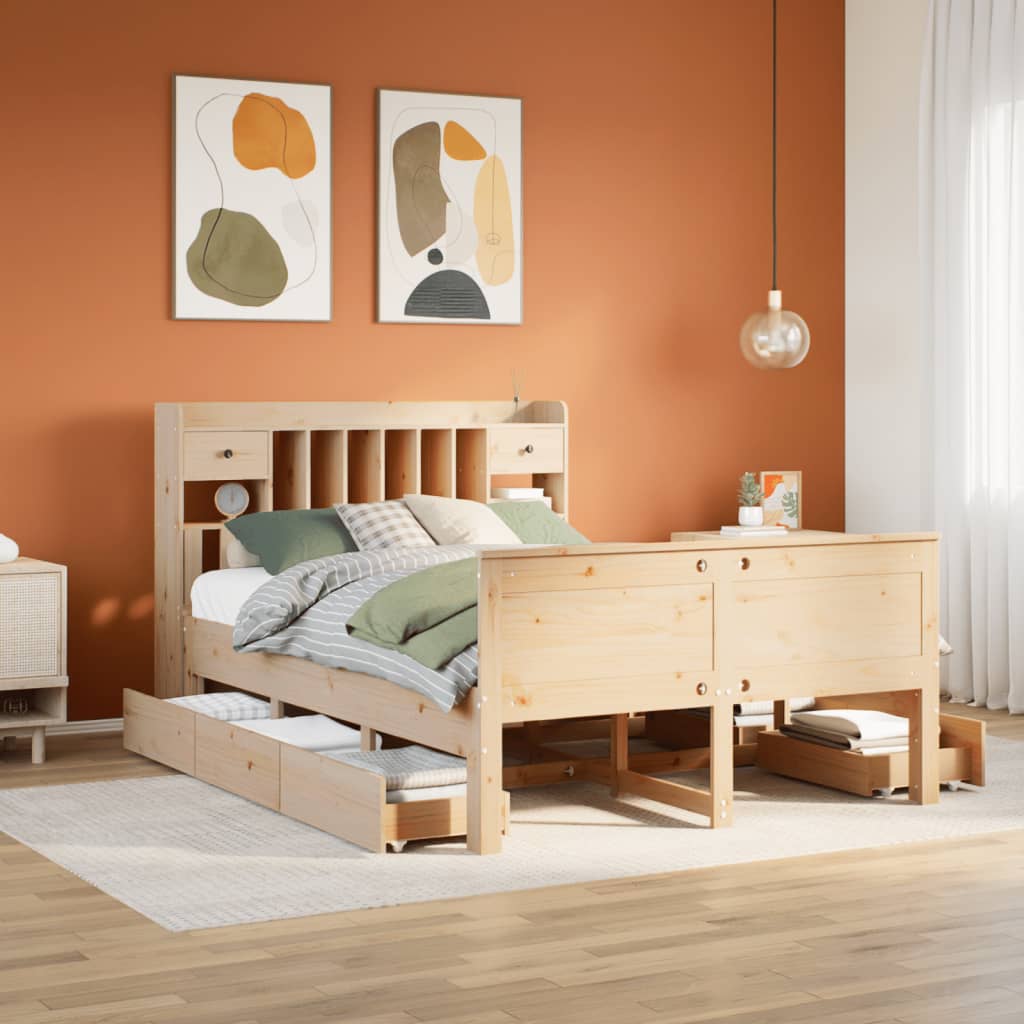 Letto Libreria Senza Materasso 160x200 Cm In Legno Di Pino