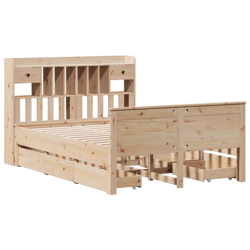 Letto Libreria Senza Materasso 160x200 Cm In Legno Di Pino - Image 3