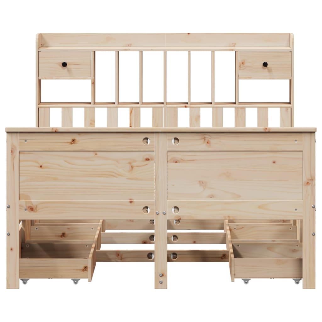 Letto Libreria Senza Materasso 140x200 Cm In Legno Di Pino - Image 4