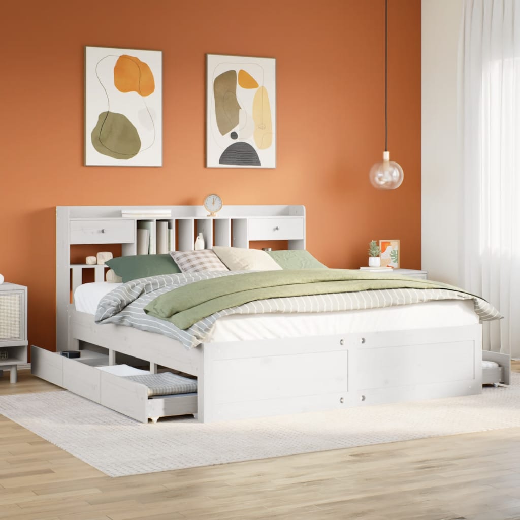 Giroletto Con Libreria Senza Materasso 180x200 Cm In Legno Pino