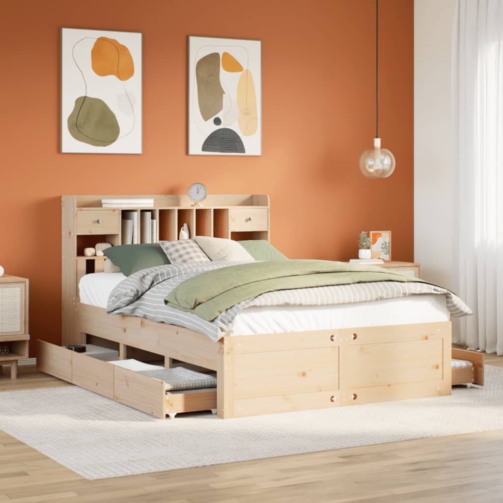 Letto Libreria Senza Materasso 160x200 Cm In Legno Di Pino