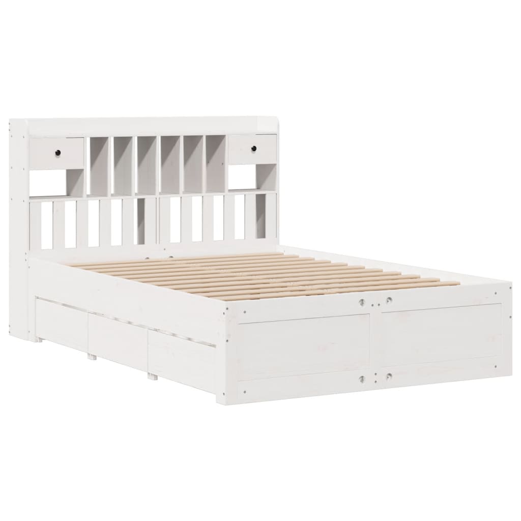 Letto Libreria Senza Materasso Bianco 160x200 Cm Legno Di Pino - Image 3