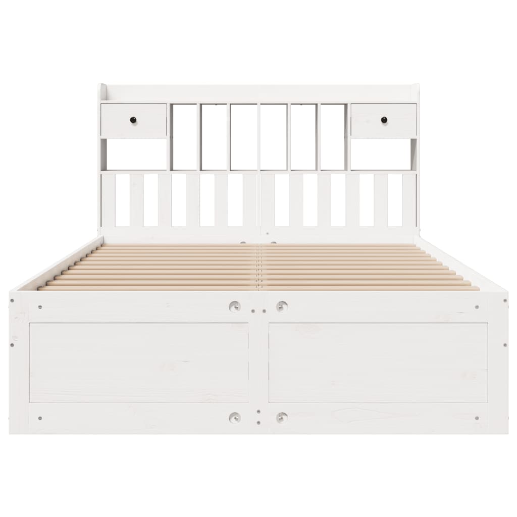 Letto Libreria Senza Materasso Bianco 160x200 Cm Legno Di Pino - Image 4