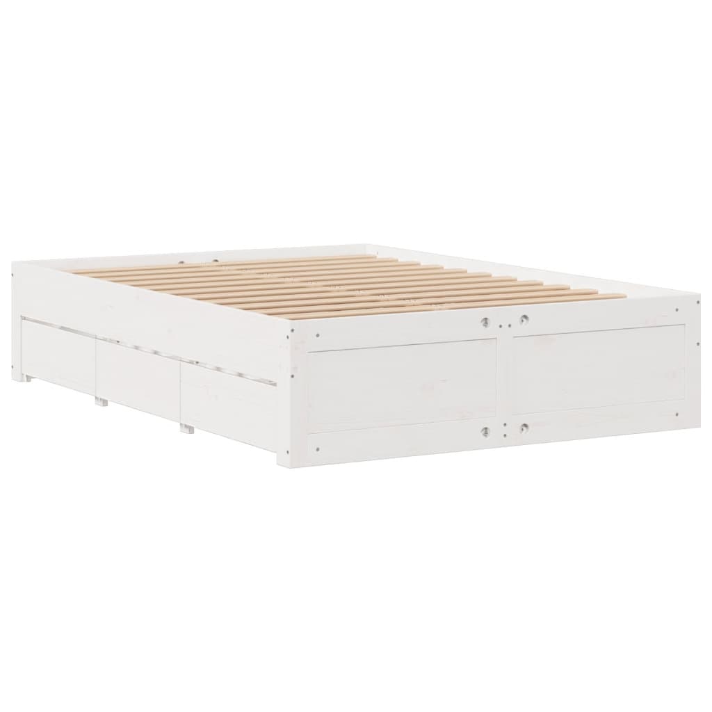 Letto Libreria Senza Materasso Bianco 160x200 Cm Legno Di Pino - Image 6