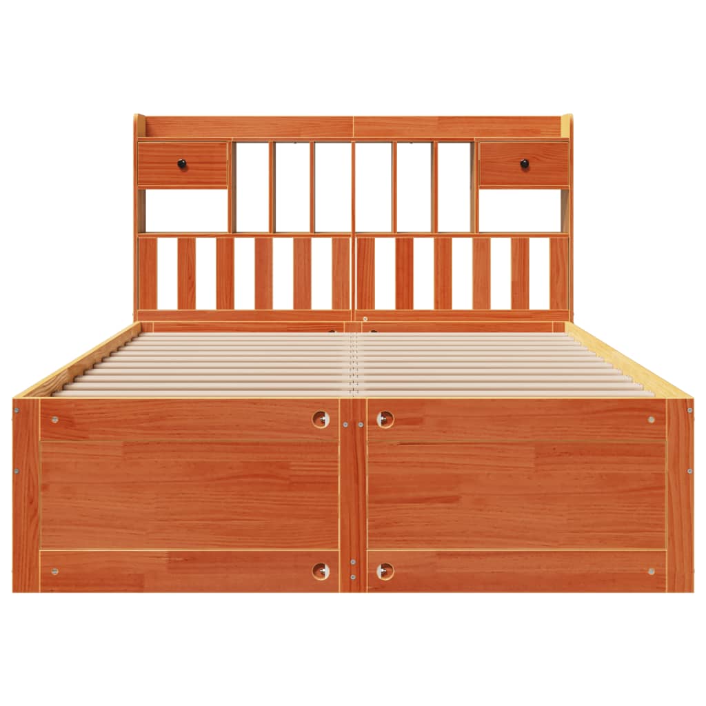 Letto Libreria Senza Materasso Marrone Cera 140x190 Cm In Pino - Image 4