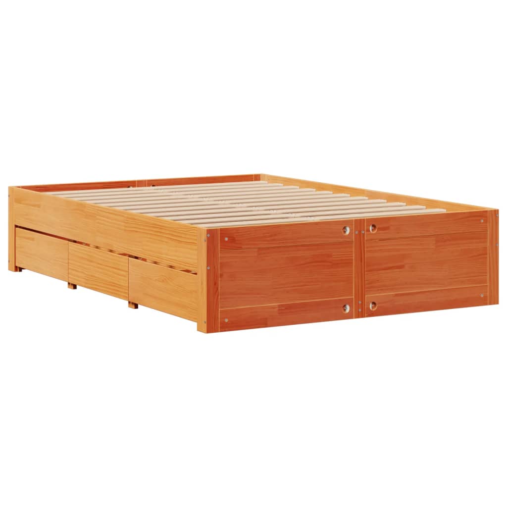 Letto Libreria Senza Materasso Marrone Cera 140x190 Cm In Pino - Image 6