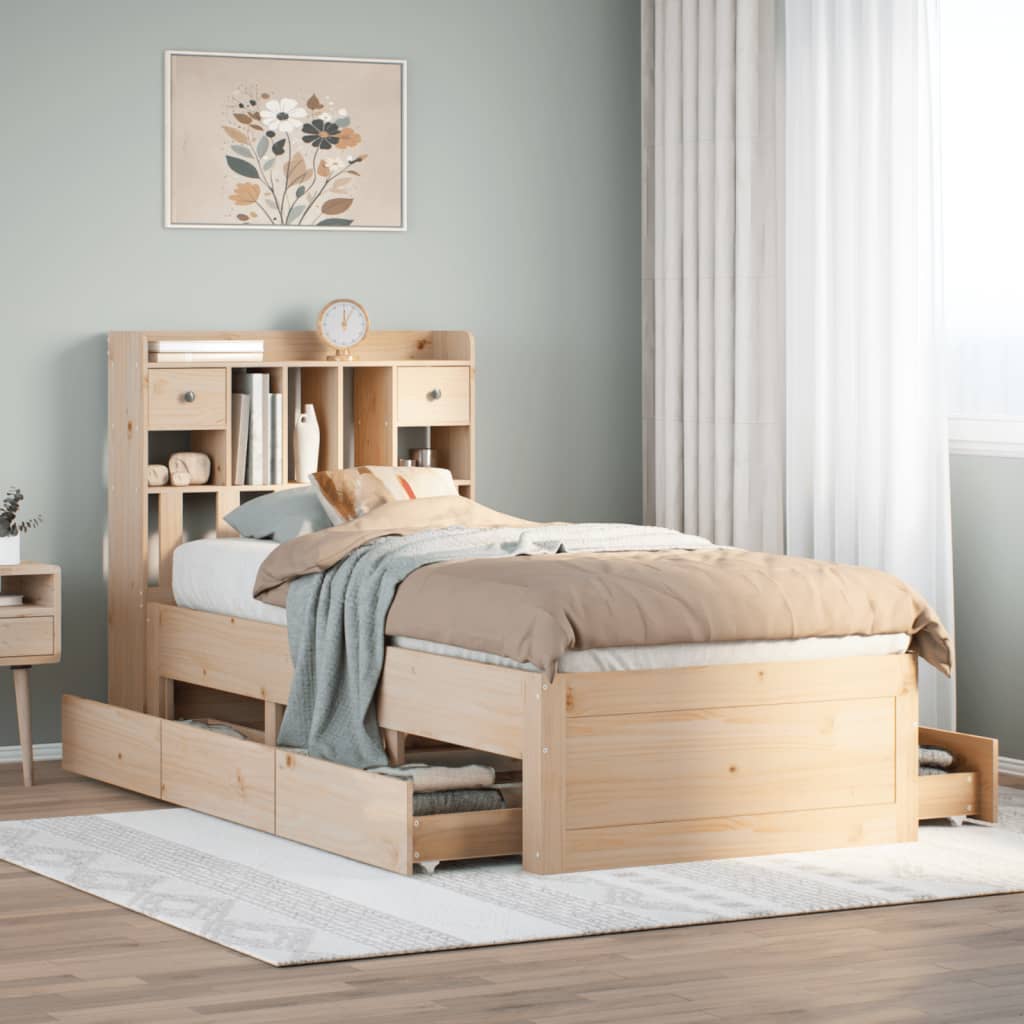 Letto Libreria Senza Materasso 90x190 Cm Legno Massello Pino
