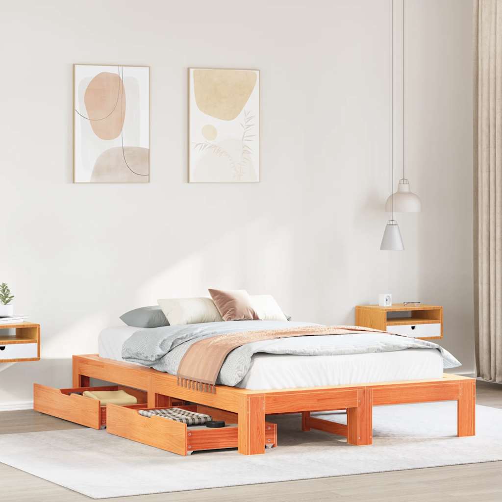 Giroletto Senza Materasso Marrone Cera 120x200 Cm Legno Di Pino