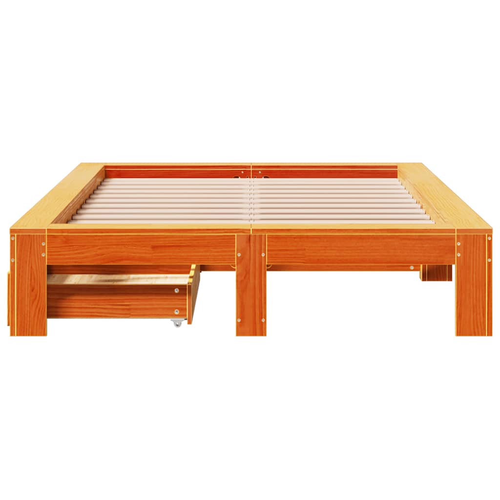 Giroletto Senza Materasso Marrone Cera 120x200 Cm Legno Di Pino - Image 4