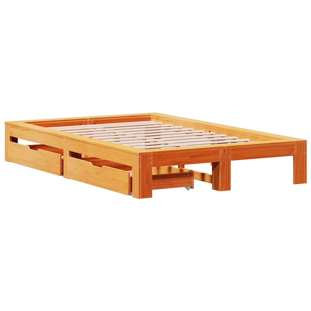 Giroletto Senza Materasso Marrone Cera 135x190 Cm Legno Di Pino - Image 3