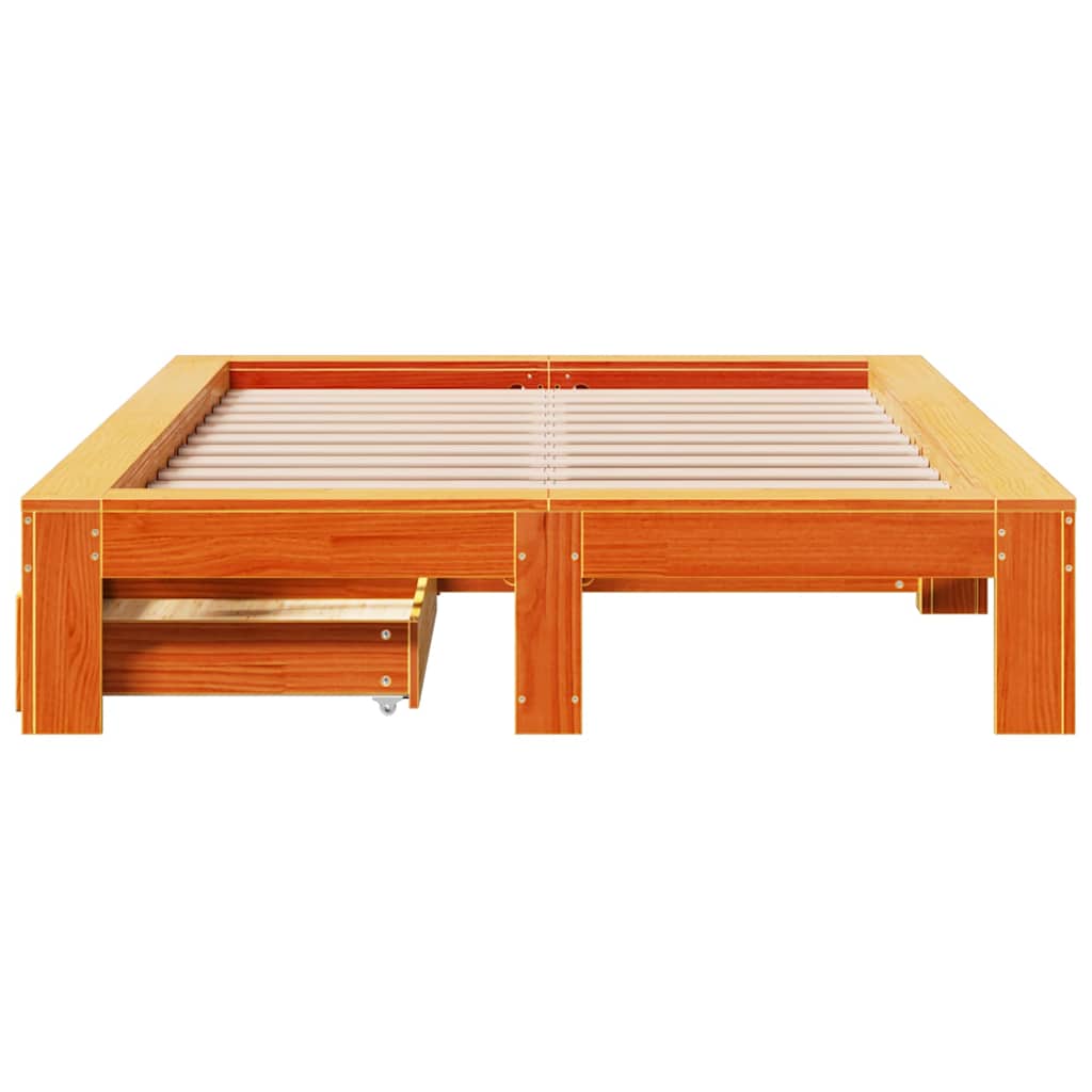 Giroletto Senza Materasso Marrone Cera 135x190 Cm Legno Di Pino - Image 4