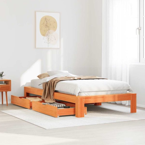 Letto Senza Materasso Marrone Cera 75x190 Cm In Legno Di Pino