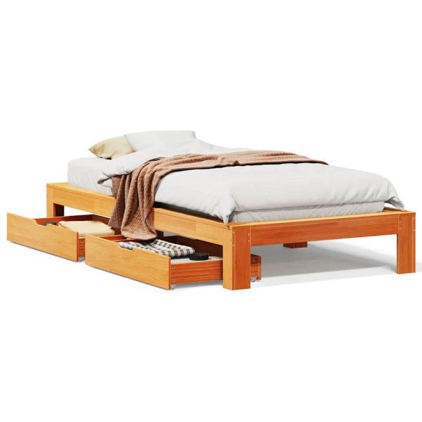 Letto Senza Materasso Marrone Cera 75x190 Cm In Legno Di Pino - Image 2