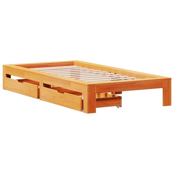 Letto Senza Materasso Marrone Cera 75x190 Cm In Legno Di Pino - Image 3