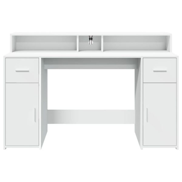 Scrivania Con Luci Led Bianca 140x55x91 Cm In Legno Multistrato - Image 6