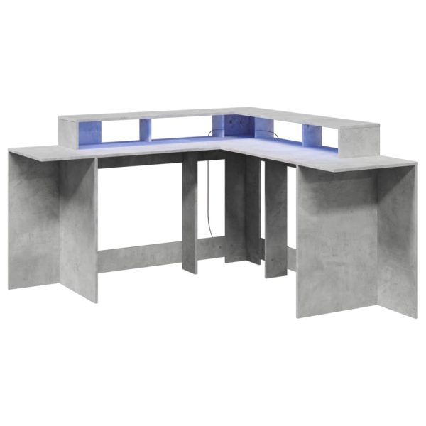 Scrivania Con Luci Led Grigio Cemento 152x152x91 Cm Truciolato - Image 3